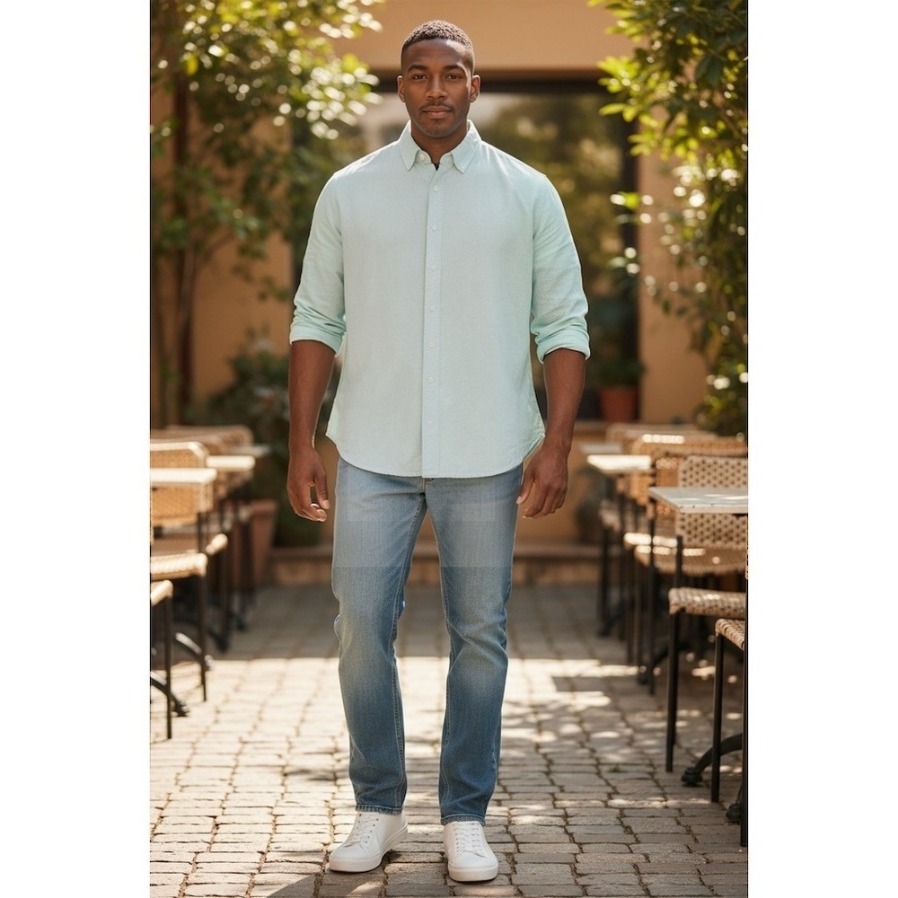 GAP linen Men's Button-Down Shirt Mint Green Long Sleeve Size 2XL Classic Fit